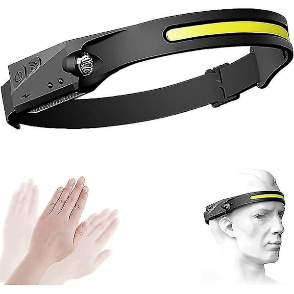 Oppladbar Cob 230 Led Hodelykt Bred Stråle Hodelykt Med Bevegelsessensor Og Lys Vanntett Hodelykt