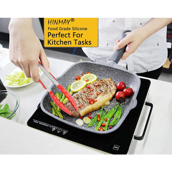 10-tums rostfria matlagningstänger med silikonspetsar Köksmatstänger för servering, grillning, bakning, set om 3