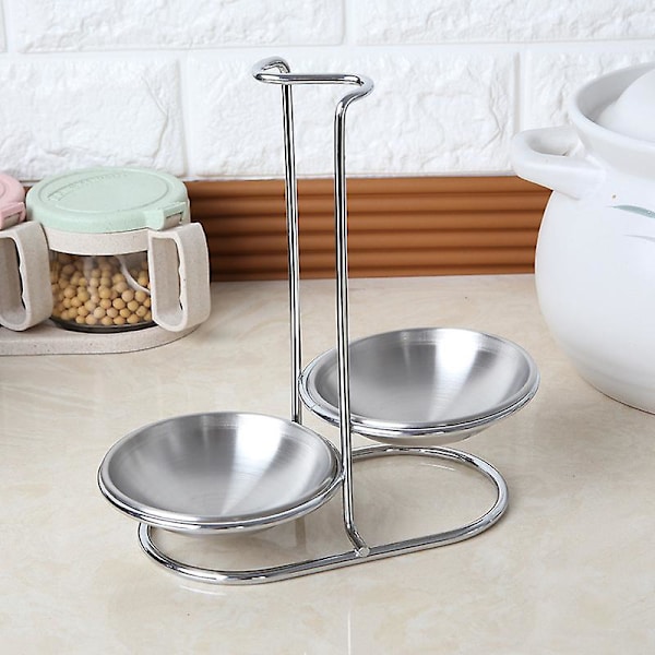Rustfrit Stålske Rest Holder, Vertikal Madlavningsredskab Hvile Ske Rest Øse Holder Med Bakke 1stk