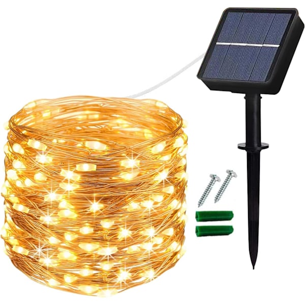 Solar Fairy Lights, 12M/40Ft 100LED Copper Wire String Lights, Solar Garden Lights, 8 Modes, Suitable for Indoor/Outdoor, Patio, Gate, Courtyard