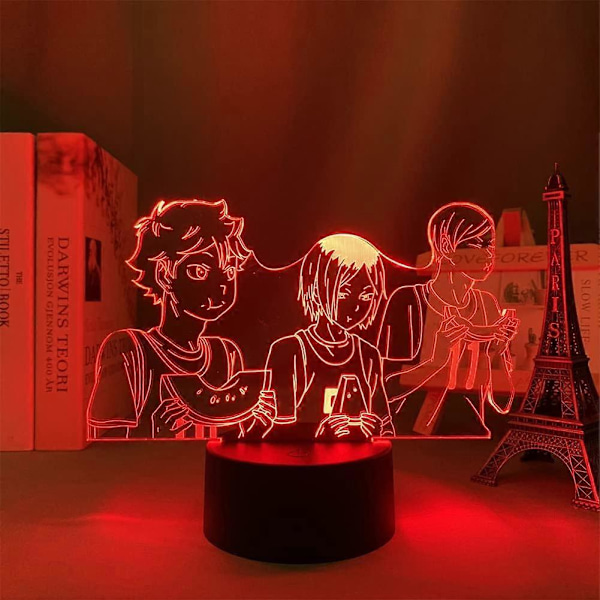 Anime LED Lampe Shoyo Hinata Kenma Kozume Figur 3D Natlampe til Børn 16 Farveskift Optisk Illusion Belysning med Fjernbetjening Soveværelsesindretning