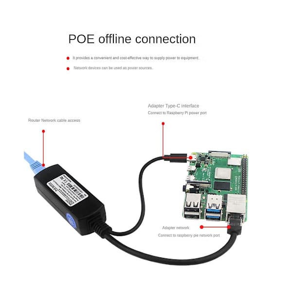 Gigabit PoE Splitter 5v3a 1000mbps Typ-c Power Over Ethernet för IP-kamera för 4