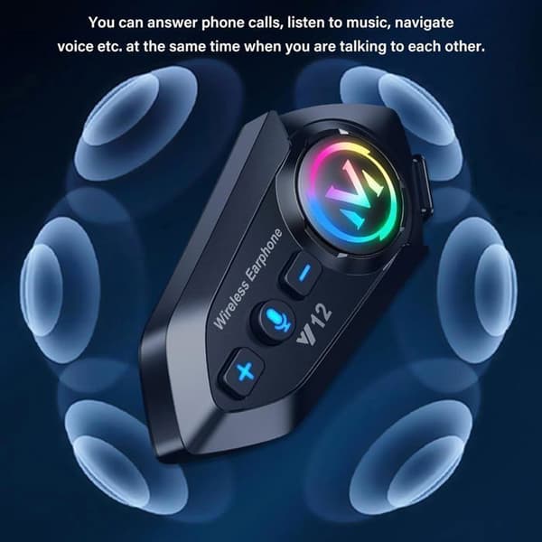 2 x Motorcykel Bluetooth Intercom Kit 5.4 Dubbelchip Motorcykel Kommunikationssystem med Ljud Multitasking, 500m Räckvidd