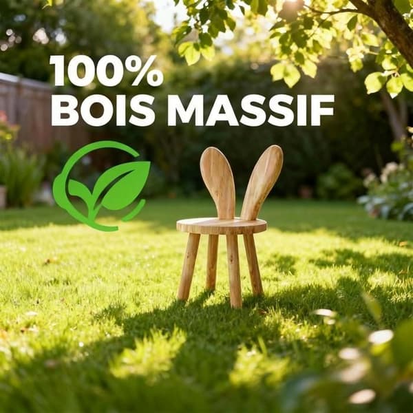 Barnstol i massivt trä (kanindesign): Ålder 1,5–4 år, sitthöjd 23,5 cm – Möbler för barnkammare/sovrum