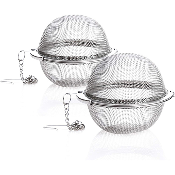 2-pack tesil - tekula i rostfritt stål, med förlängd kedjehake för löste och kryddor och kryddor (2-pack tesil)