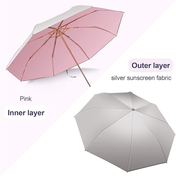 UV-beskyttelse paraply, håndholdt parasoll, regntett UV-beskyttelse parasoll, UV paraply kompakt personlig parasoll