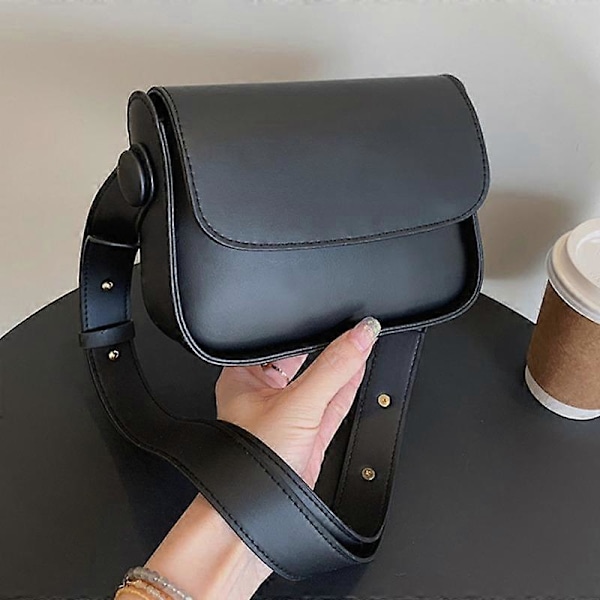 2022 Retro Casual Dame Tote Skuldertaske Mode Tekstur Alsidige Crossbody Tasker PU Læder Spænde Håndtasker Luksus Designer Black 18.5x14.5x6.5cm