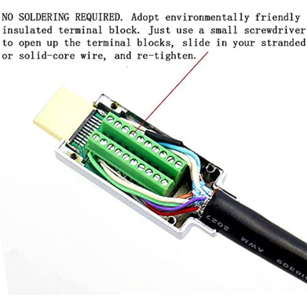 2 STK HDMI loddefri han-hurtigkonnektor, gratis svejseterminal Breakout-stikkort med etuitilbehør