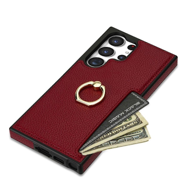 Samsung Galaxy S24 Ultra -puhelimen suojakotelo PU-nahkaa + TPU-rengaspidike Multicolor Style B