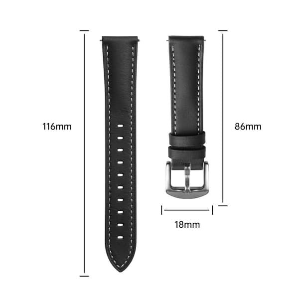 Læderurrem til Huawei Watch GT5 - 18MM Sort + Guld Sort + Guld Black + Gold
