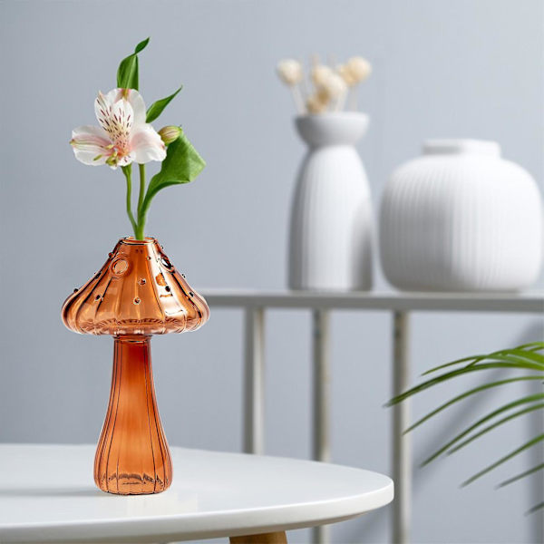 2023 Ny Svampformad Vas Transparent Glasvas Kreativ Heminredning Vardagsrum red