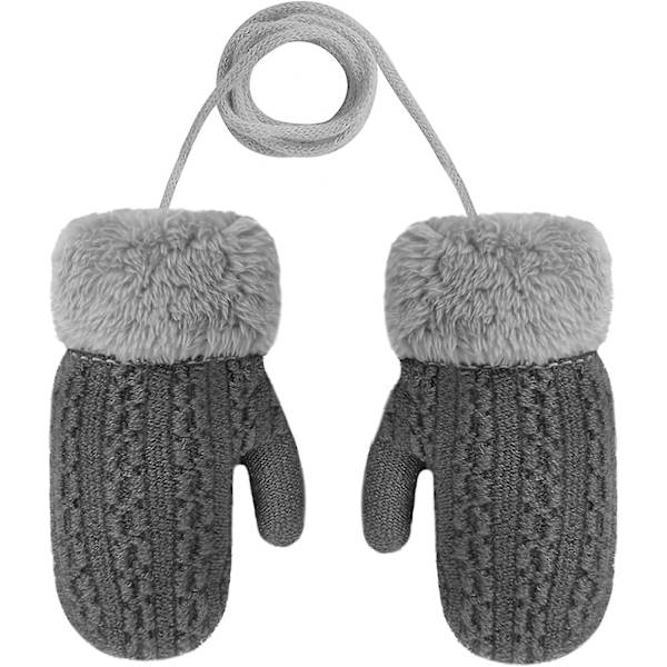 Toddler Kids Short Knitted Gloves Winter Thick Fleece Lining Mittens For 1-3 Yrs