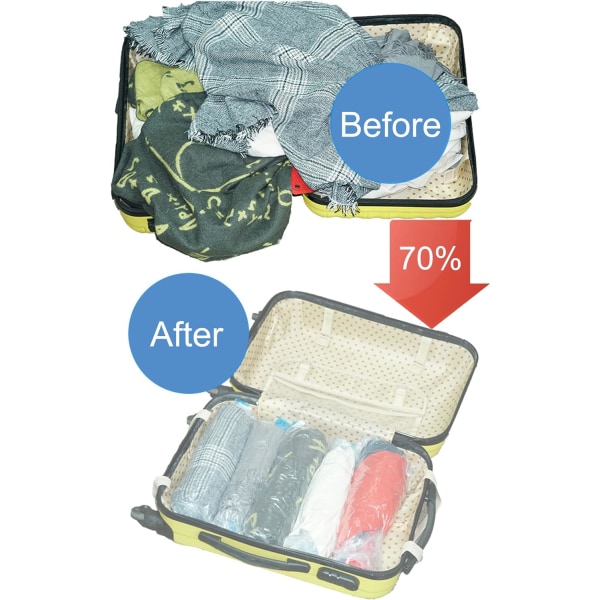 Käärittävät pakkauspussit, 4 kpl pakkaus 50x35 cm uudelleenkäytettävät  tyhjiöpussit matkaa varten, säästävät tilaa matkalaukussa, ei vaadi pumppua  d279 | Fyndiq