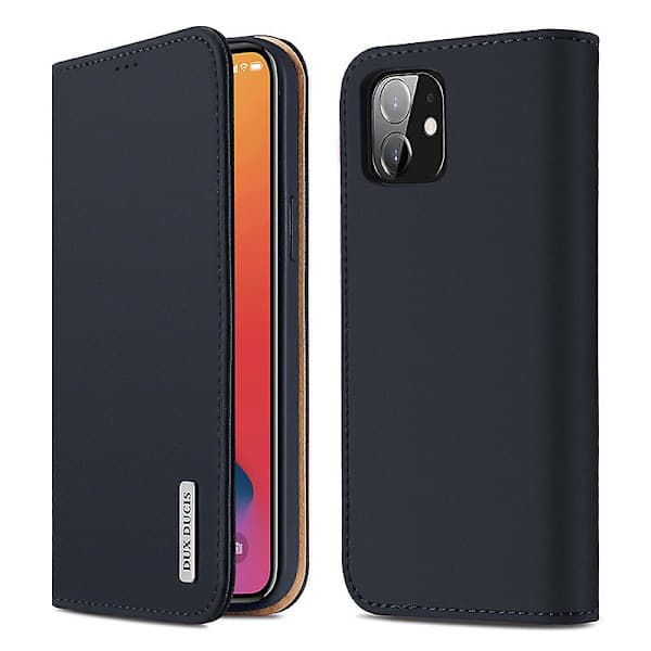 Phone 12 Fodral Läderfodral, Anti-fall och Stötsäker Blue