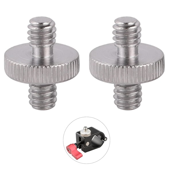 2 stk 1/4\" til 1/4\" hann gjengestativskrueadapter, kameraskrueadapter, dobbelthodet kameraskrueadapter, for kamera, skulderrigg, lysstativ