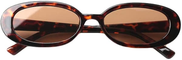 Dame Oval Ko Farve Små Solbriller Mode Plettet Farve Leopard