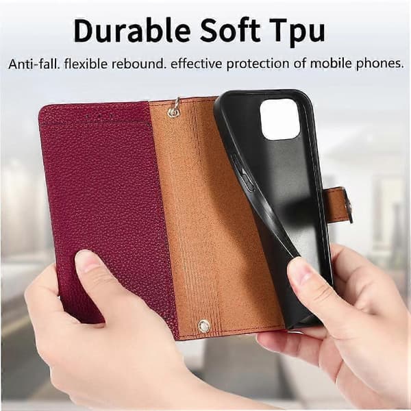 Etui til iPhone 14 Pro Wallet Love Lynlås Læder Etui Lanyard Red