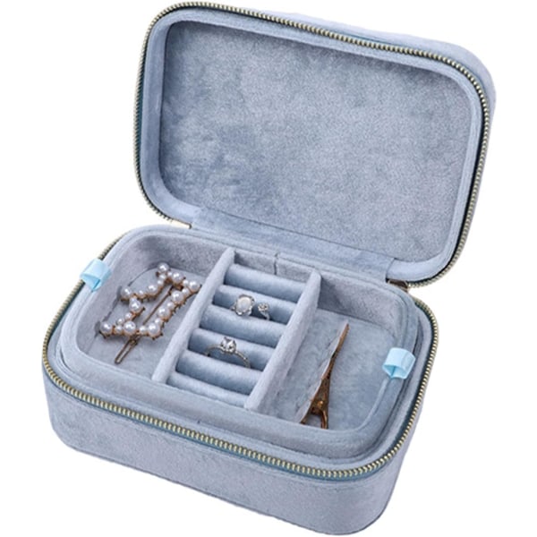 Plysch resesmycken Organizer Box | Smyckeskrin för kvinnor, Case Litet | Organizer för smycken Case för smycken för kvinnor (blå)