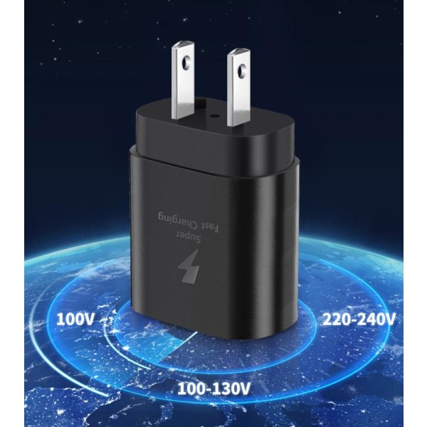 Pikalaturi 45W Samsung USB-C:lle + 2M USB C -kaapeli - EU - Musta
