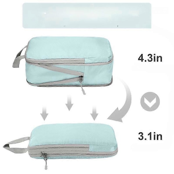 Kompressionspåsar för Resor 4 st Kompression Reseorganisatör Resväska Organizer Väskor Set Packningskuber Resa Dubbelsydda grey