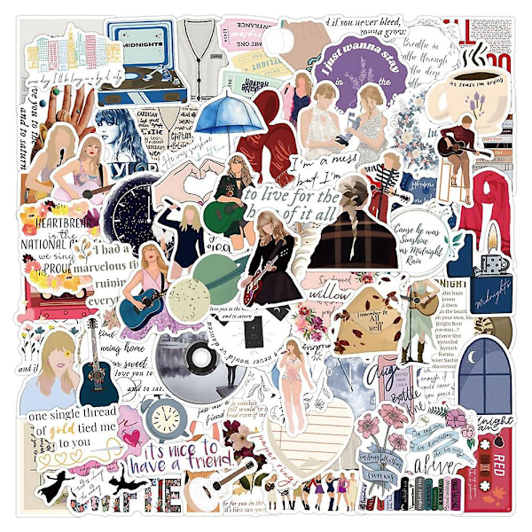 100 stk./sæt Taylor Swift Stickers Legetøjsdekal til Vandflaske, Laptop, Skateboard, Hjelm, Bildekaler, Perfekte Gaver til Taylor Fans Swiftie A