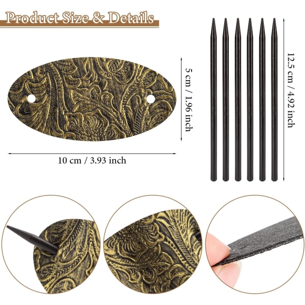 6PCS Hårklämma med pinne, Faux Läder Oval Form Hårklämmor Hår Slider Pin Hästsvanshållare, Bohemian Style Hårtillbehör Klämma