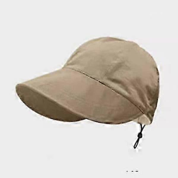 Dam Sommar Bredbrättad Vikbar Solhatt Utomhus Anti-UV Strandvisir Khaki