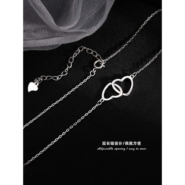 Interlock Heart Sterling Sølv Vedhæng Halskæde, Dainty Infinity Eternity Kærlighed Choker Halskæder Sød Initial Hjerte Justerbar Kæde Smykker Gave