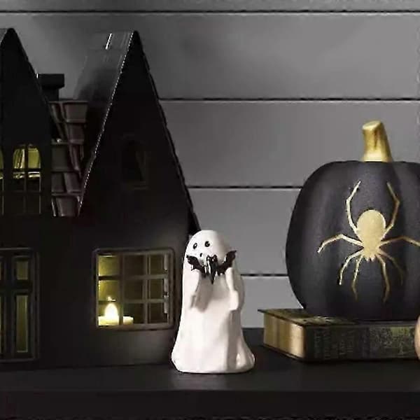 Sød Keramisk Spøgelse Halloween Dekorativ Figur Mål ghost holding pumpkin