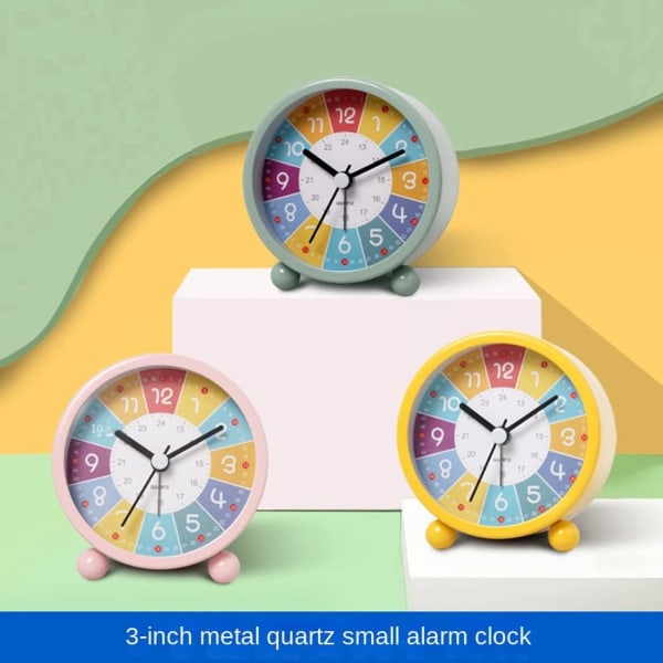 Pedagogisk väckarklocka för barn Inlärningstid, tyst, icke-tickande dekorativ klocka för klassrum eller sovrum Rosa