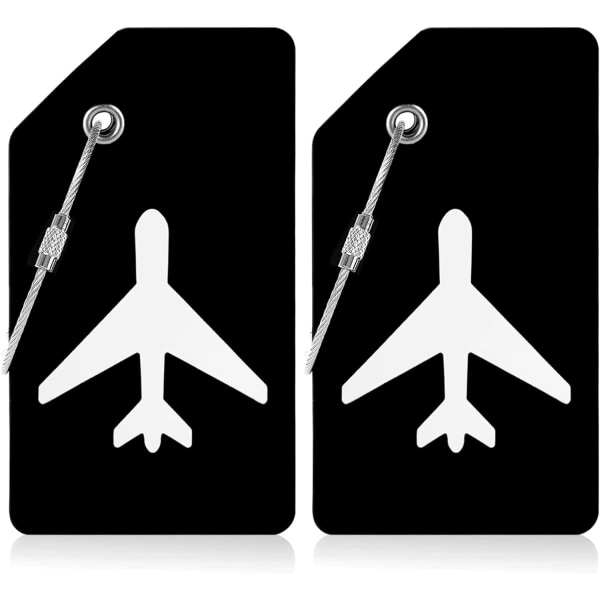 2 ST Silikonbagageetiketter, resväska ID- set, handväskaetiketter Resetillbehör för incheckat bagage, handbagage och handväskor - svart