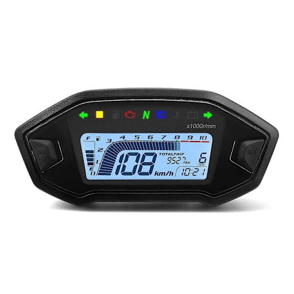 2023 Nyhet 7 Färger Digital Hastighetsmätare Moto Instrumentbräda 10000RPM Motorcykel LCD Display Odometer Varvräknare för 1,2,4 Cylinder 1