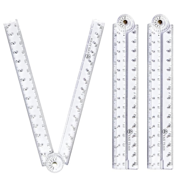 3 st vikbara linjaler, skrivlinjal vikbar transparent rak linjal böjlig geometrisk linjal flexibel plastlinjal för skolbarn