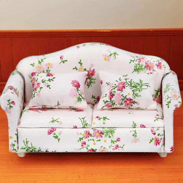 1/12 Skala Dukkehus Sofa med 2-seters Sofa for Møbler Dukkehus