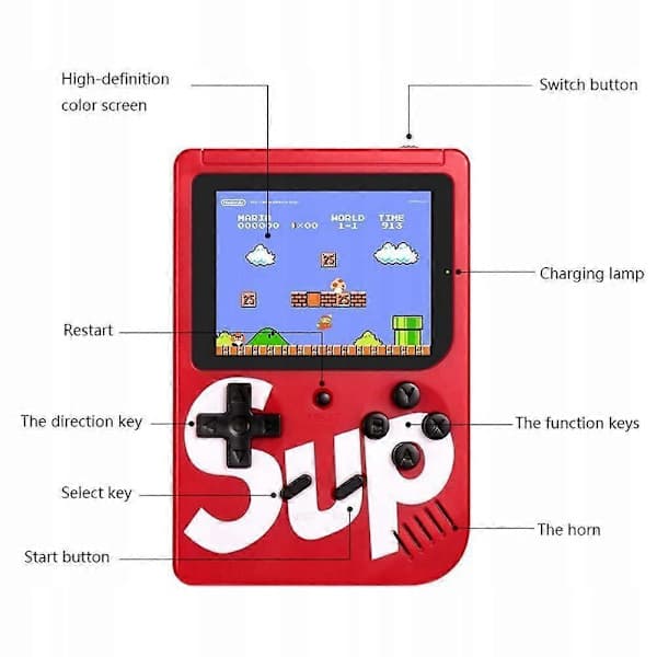 Mini Konsoll Retro 400 Gameboy Spillkontroller Mario TV