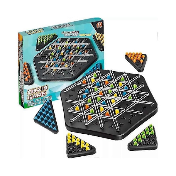 Roligt Kedje-Triggle-Spel, Triggle Gummibands Spel, Triggle Brädspel Kedjetriangel Schackspel, Lämpligt för 2-4 Spelare small