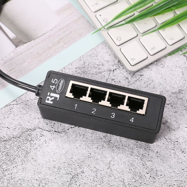 Ryra RJ45 1 han til 4 hun LAN Ethernet-stik 2/3 port splitter Ethernet-kabel