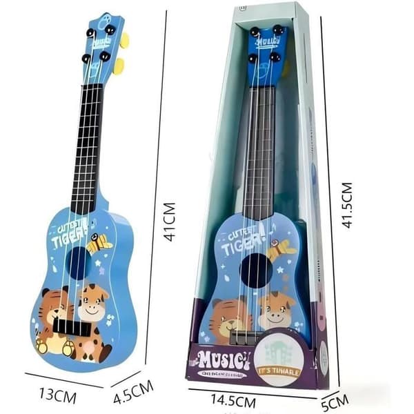 42 cm børneguitar/ukulele – 4-strenget instrument til børn (blå)