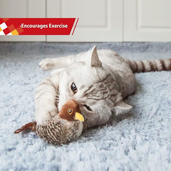 Gigwi Interaktiv Automatisk Katt Leksak, Elektronisk Kvittrande Fågel Katt Leksaker Kvittrande Med Fjäder Svans, Leksaksfågel För Katter Att Leka Ensamma, Leka Och Kvittra