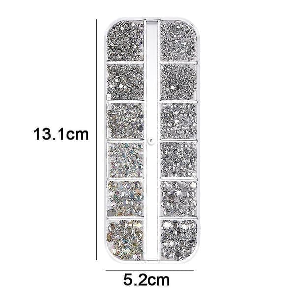 Krystallrunde negledekorasjoner, flate akryl-rhinestones steiner