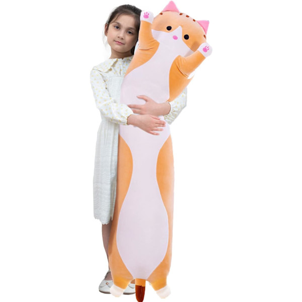 Kæmpe Kat Pude Pludselig Tegneserie Kat Sovende Knusende Pude, Blød Killing Krops Pude Dukke Kat Legetøj til Børn Kæreste Yellow 90cm/35.4inch