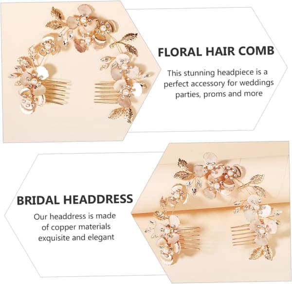 Perle- og Rhinestone-tiara Brudehårbåndskam Bryllupshårtilbehør Blomsterdesign for kvinner Brudehodeplagg