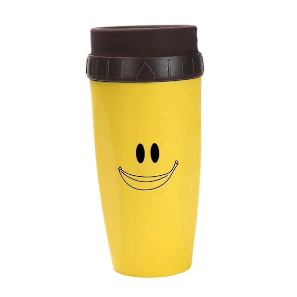 Bärbar Coverless Twist-mugg med isolerad kaffekopp i rostfritt stål smile yellow