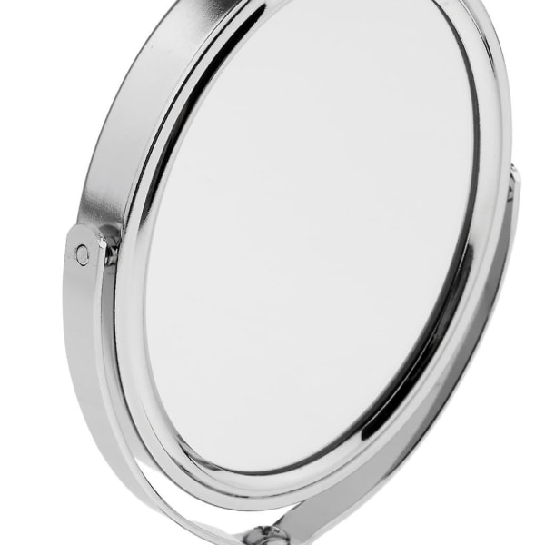 3 tommer Mini Dual Side Normal Forstørrelse Oval Stand Makeup Bord Spejl Bronze Silver as described