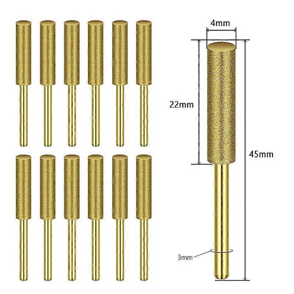 12 × Timanttiviilanteroitusterä Hiomakone Ketjusaha Poranterät Dremel Jafille 4.0mm