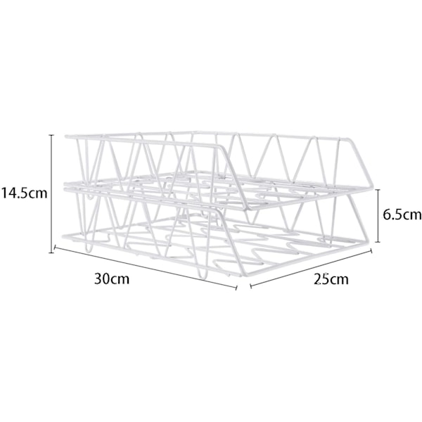 2-tasoinen A4-kokoinen metalliset pinoavat työpöydän järjestäjätiedostoteline lehtien säilytykseen paperin järjestäjälle White Style 2