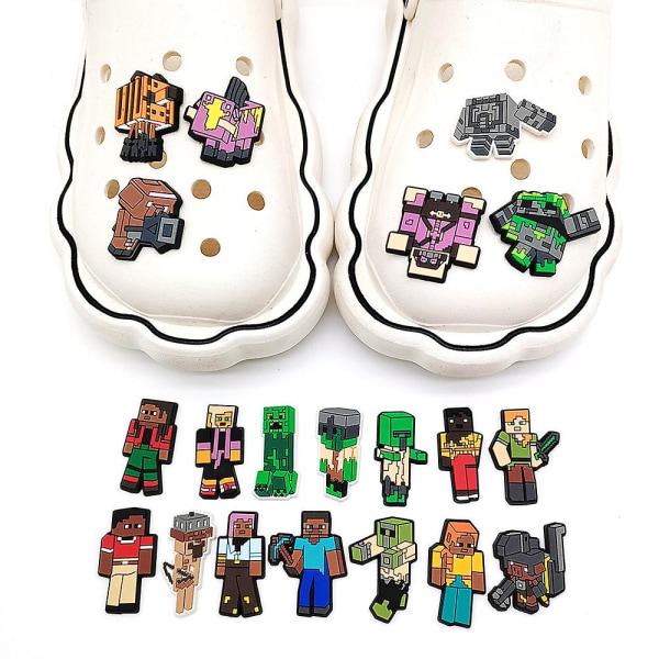 20st Minecraft Tema Sko Charms Pixel Game Skor Dekoration För Gör-det-själv Croc Clog Sandaler Armband Armband Dekor Tillbehör Festfavoriter