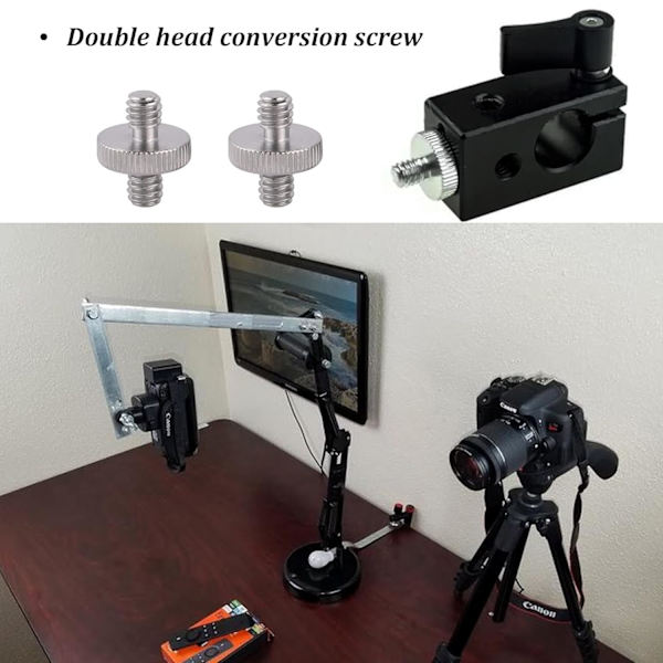 2 stk. 1/4\" til 1/4\" han gevind stativskrueadapter, kameraadapter skrue, dobbeltkop studs kamera gevindadapter, til kamera, skulderstativ, lysstativ
