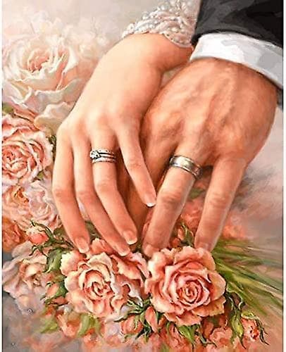 5D DIY Diamantbroderi Rose Bryllupsring Bilde Diamant Rund Rhinestone Innlegg Veggdekorasjon