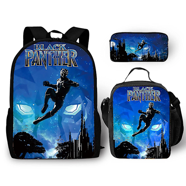 Black Panther Marvel School Bag 16-inch Three-piece Black Panther School Bag